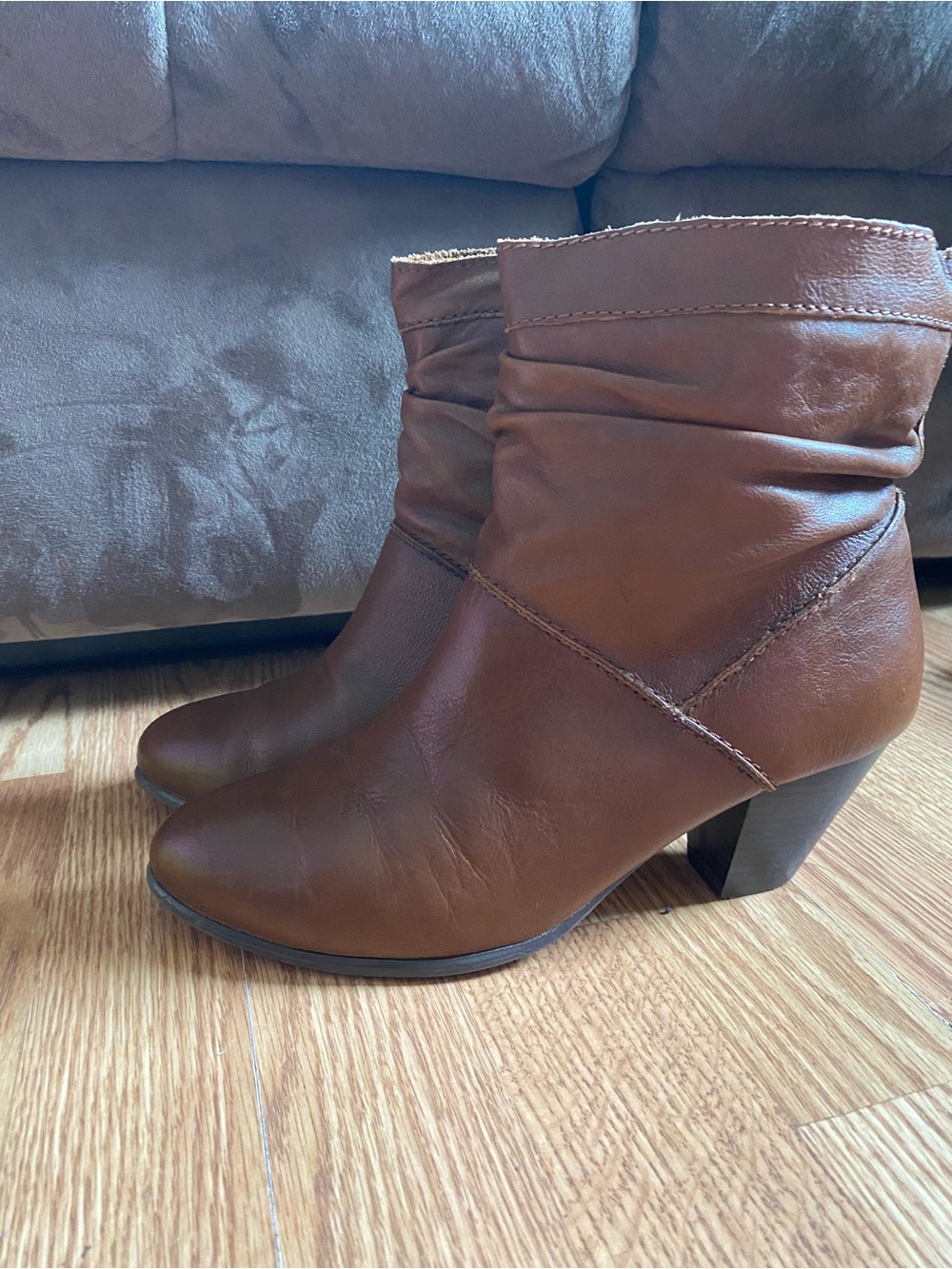 Call It Spring Women's Brown Slouchy Mid-Heel Ankle Boots